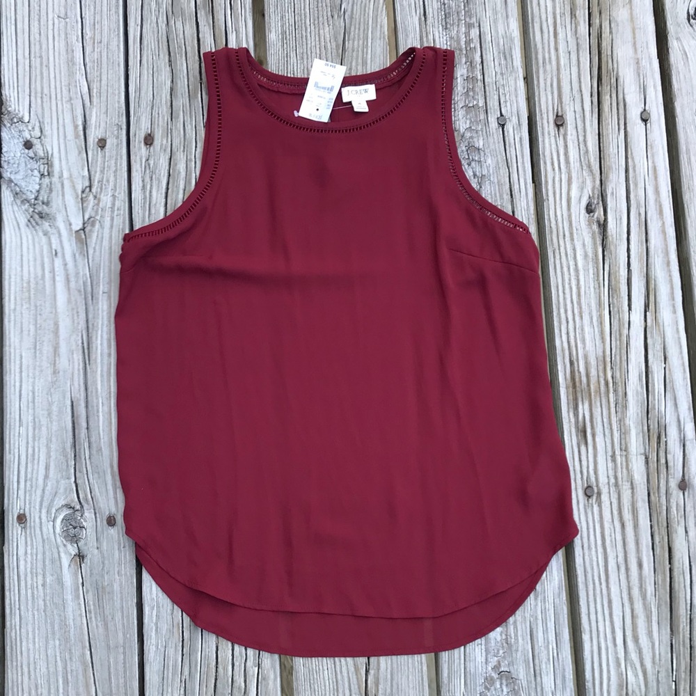 NEW Ladies J CREW Solid Maroon Dressy Tunic Tank Top Size 4 S